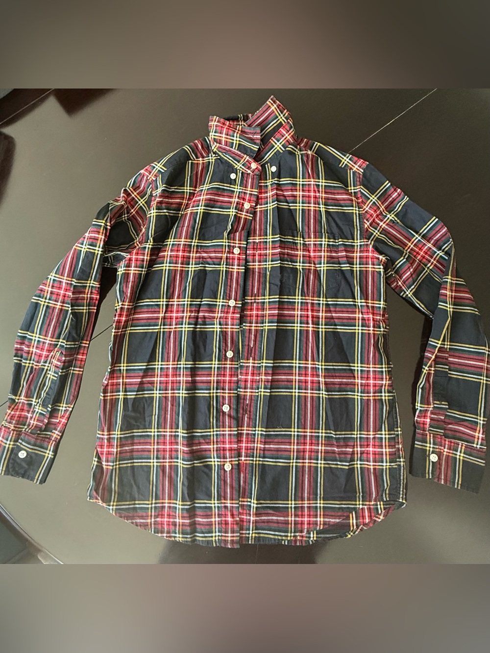 Crewcuts Red, Black and Yellow Plaid Button-Down Shirt